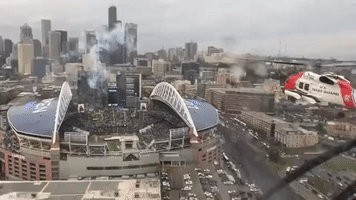 Helicopters Perform Low Flyover for Seahawks Game