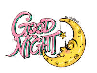 Night Moon Sticker by Jhessica Murray (Jay Jay Draws)