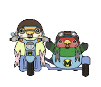 M-Family bike bird touring lovebird Sticker