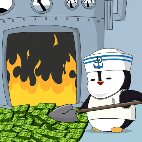 Money Talks Fire GIF by Pudgy Penguins