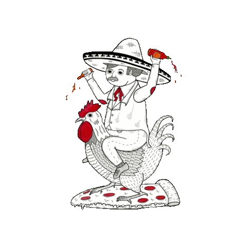 MichaelCHsiung cool dudes party man michael hsiung man riding chicken Sticker