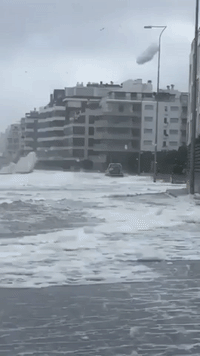 Waves Flood Streets as Cyclone Hits Punta del Este