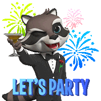 BetFuryGaming party celebrate fireworks raccoon Sticker