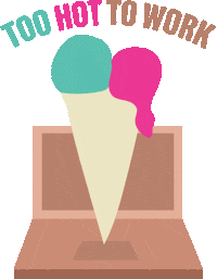 thequirkyname icecream laptop work from home melting Sticker