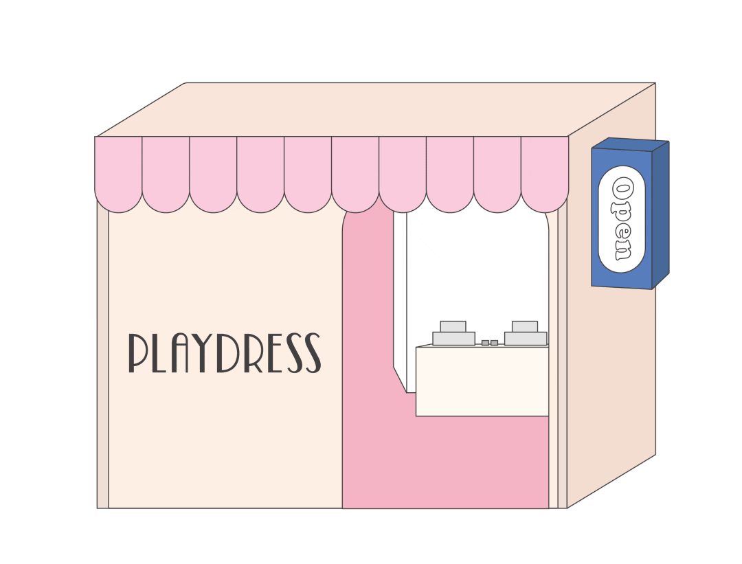 Playdress giphyupload shop lights open Sticker