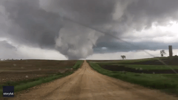 Storm Chaser Drives Towards Heart of Potential Tornado in Wheatland, Iowa