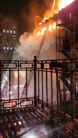 Building Goes Up in Flames in New York's Chinatown District