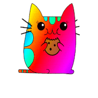 Rainbow Cat Eating Sticker