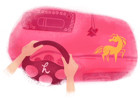 pink driving GIF by Christina Lu