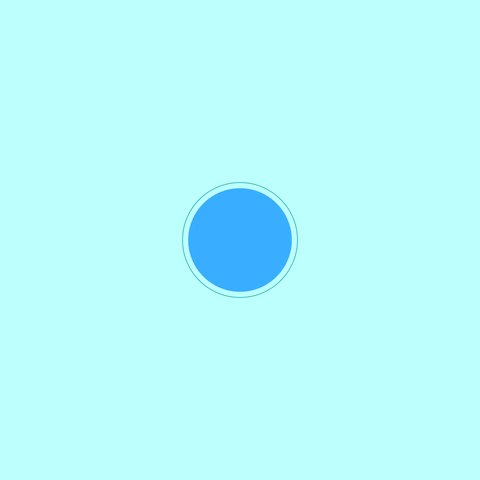Illustrated gif. Ocean blue circle against a light blue background expanding and contracting, directing your breath. "Inhale," 2, 3, 4, "We will, defeat, Trump, in 24, exhale," 2, 3, 4.
