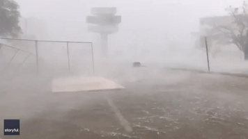 Hurricane Delta Batters Lake Charles Civic Center