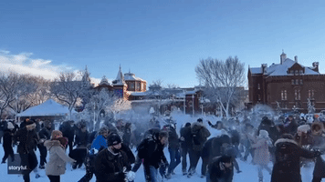 Snowball Fight Rages on National Mall in Washington