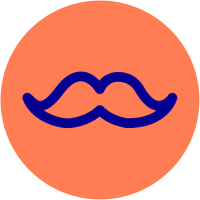 Orange Moustache Sticker by Flexy