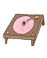 anitamiklavi music pink flowers vinyl Sticker