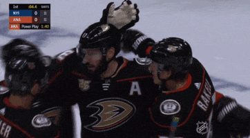 ice hockey hug GIF by NHL