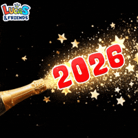 Happy New Year Champagne GIF by Lucas and Friends by RV AppStudios