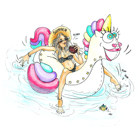 madelapampa giphyupload summer illustration sur mesure bouée licorne GIF