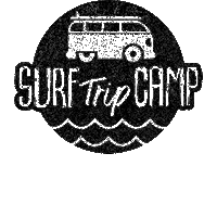 Surf_trip_camp trip surf van surfer Sticker