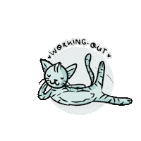 Cat Working Sticker