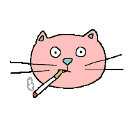 Cat Smoking Sticker by La Watson