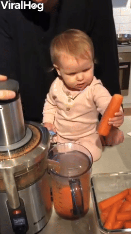 Baby Adds Special Secret Ingredient to Carrot Juic