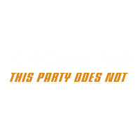 Text gif. Kinetic orange-and-white typographic reminiscent of the NASCAR logo. Text, "Elections end, this party does not."
