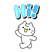 Waving White Cat Sticker