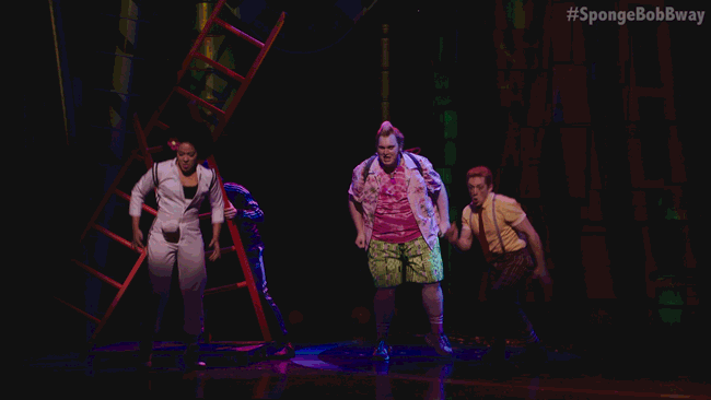 on my way running GIF by The SpongeBob Musical