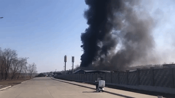 Oil Depot Southwest of Kyiv Burns After Russian Strike