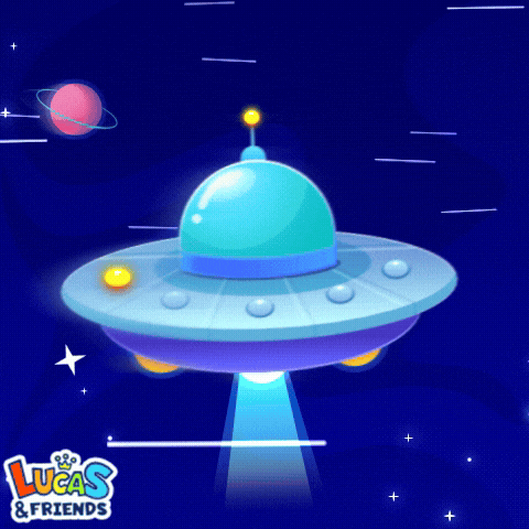 Flying Saucer Space GIF by Lucas and Friends by RV AppStudios