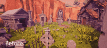 UB_Eville gaming grave before and after graveyard GIF