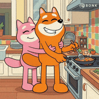 Hugging Cooking GIF by BONK