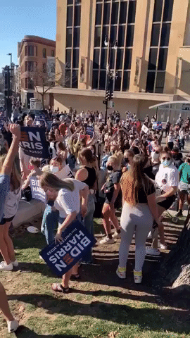 Crowd Dances in Celebration of Biden Election Win in Madison, Wisconsin