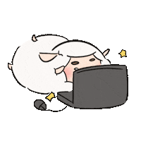 CafeTipsy computer sheep busy homework Sticker