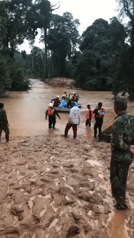 Thai Rescue Crews Help During Flooding in Southern Laos