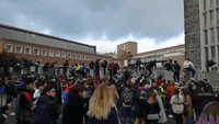 Student Protesters Climb Over School Railings in Central France