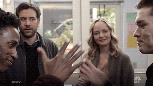 old friends hug GIF by NBC