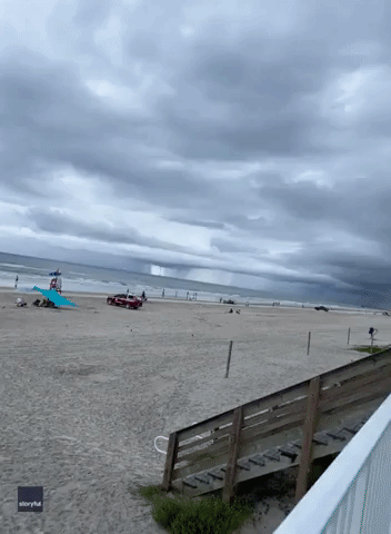 Waterspout Swirls Amid Downpours Off Coast in Daytona Beach