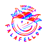 Falafellow happy smile psychedelic white Sticker
