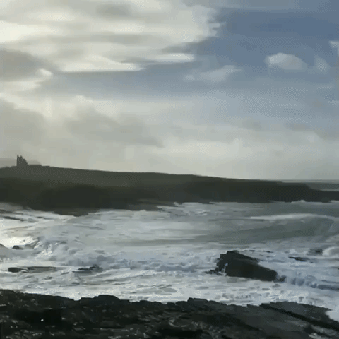 Storm Erik Churns Up Sea Around Mullaghmore on Ireland's West Coast