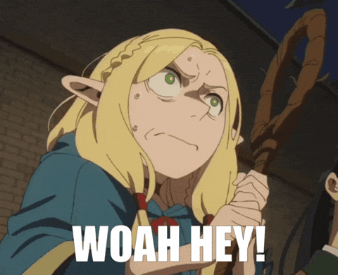 LowFatImports giphyupload hey woah dungeon meshi GIF