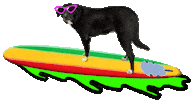 Surfs Up Dog Sticker by T A R V E R