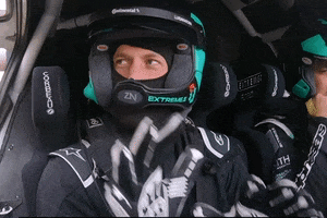 ExtremeELive scared nervous hands up race car GIF