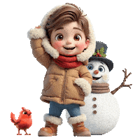 Boys Girls Snowman Sticker