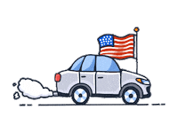 Humoer car usa flag fast Sticker