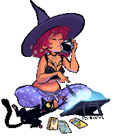 asurocks cat magic artist witch Sticker