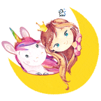 Unicorn Hello Sticker by Moon Textile