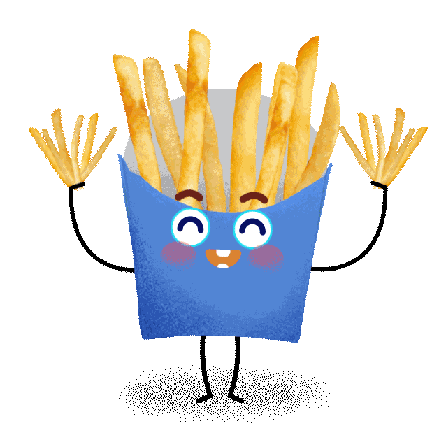 Happy French Fries Sticker by Sylvia Boomer Yang