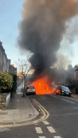 School Bus Engulfed by Flames on Residential Hackney Street