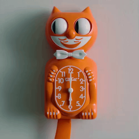 orange cat clock GIF